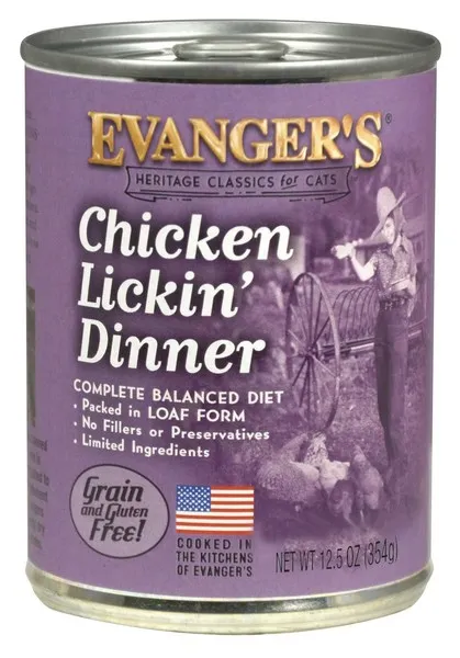 12/12.5 oz. Evanger's Chicken Lickin' Dinner For Cats - Food